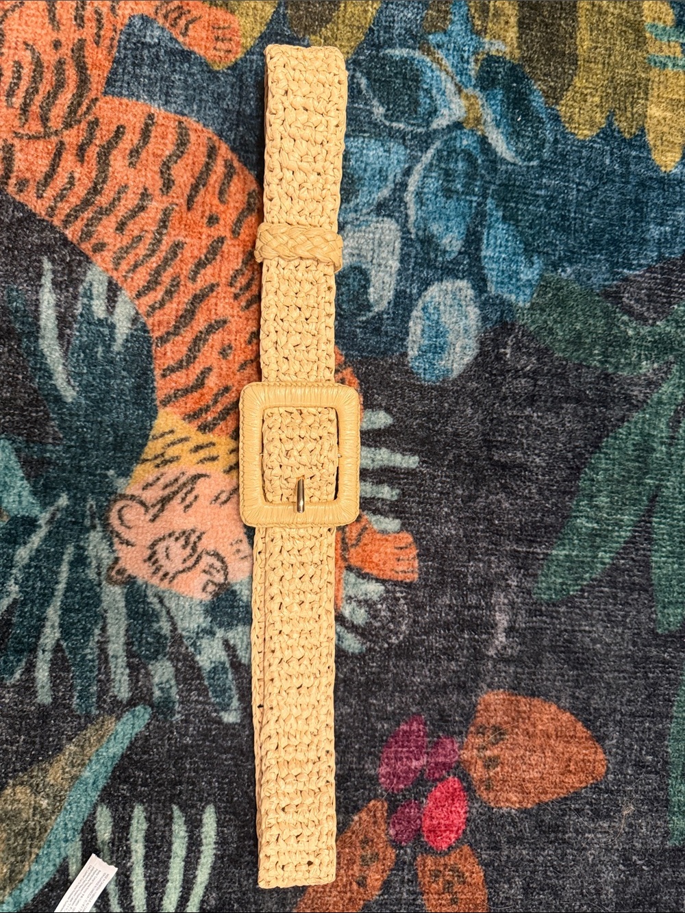 J. Crew Woven Straw Belt in Natural Beige with Wrapped Buckle